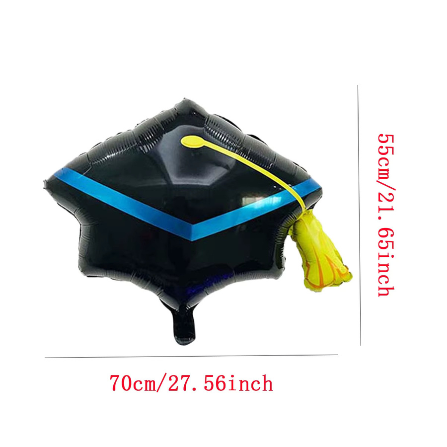 3 Stück XL Doktorhut-Folienballons in Schwarz als Dekoration für deine Abschlussfeier und Schulabschluss-Party - Bild 4