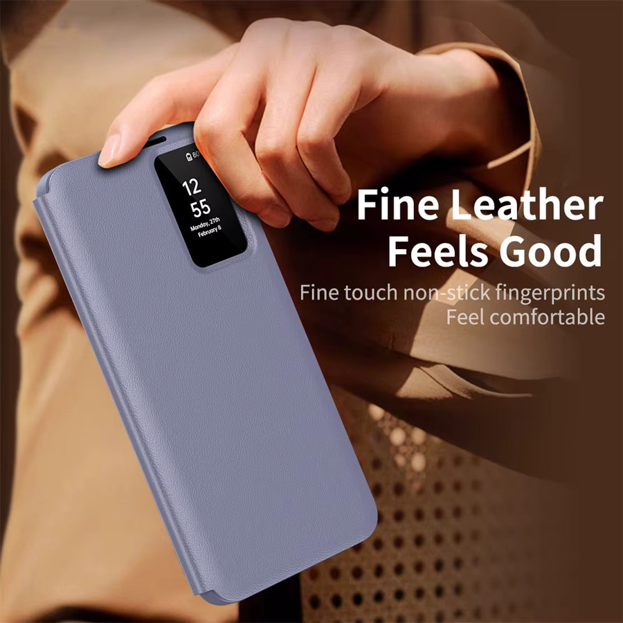 Window View Smart APP Lederhülle für Samsung Galaxy A57 A56 A55 A37 A27 A16 A17 Wallet Flip Cover in Braun mit Anrufannahme-Funktion - Bild 4