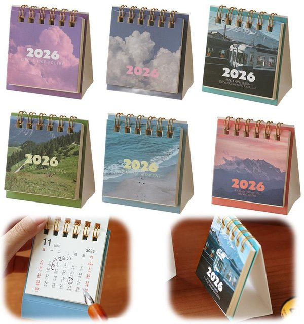 Mini-Tischkalender 2026 als stehender Flip-Kalender und Monatsplaner in Mehrfarbig für dein Büro oder Zuhause - Bild 1
