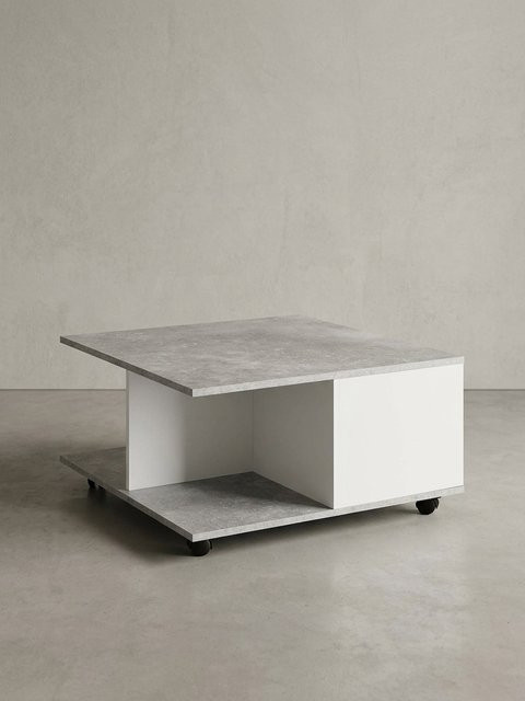 KADIMA DESIGN Couchtisch modern mit Rollen und Schubladen in Grau, B/T/H: 70 x 70 x 36,5 cm - Bild 1