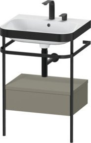 Duravit Möbelwaschtisch-Kombi Happy D.2 Plus in Weiß mit Keramikwaschbecken und 2 Handtuchhalter sowie 1 Schublade, B/T: 57,5 x 49 cm - Bild 1