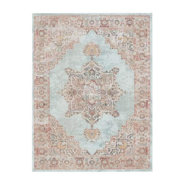 In- & Outdoor-Teppich Torino in Türkis mit orientalischem Used-Look, B/T: 60 x 100 cm - Bild 1