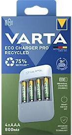 Varta Eco Charger Pro Rundzellen-Ladegerät in Weiß inklusive USB-Typ-C Ladekabel und 4x AAA 800 mAh NiMH Akkus - Bild 2