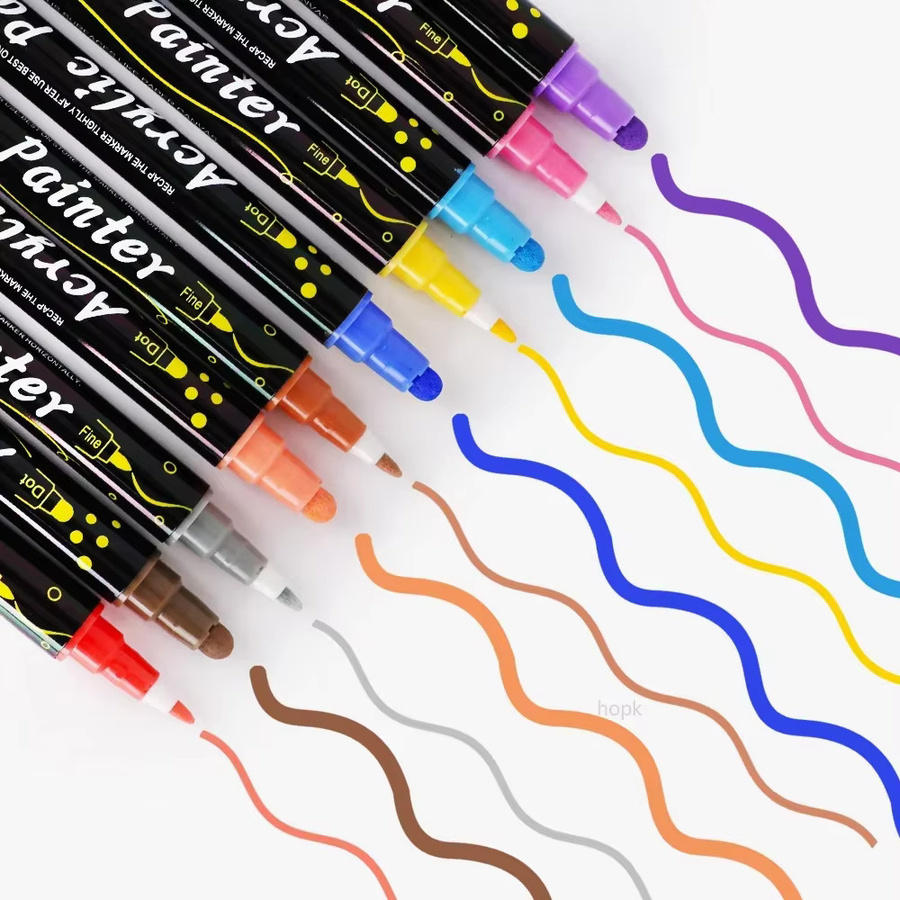 Acrylstifte Marker mit Doppelspitze in 12 Farben für Holz, Stein, Glas und Keramik - Bild 3