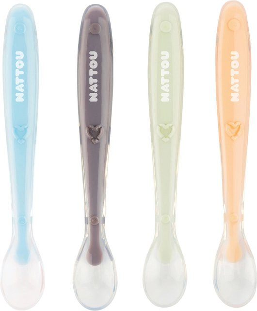 Nattou 4er-Pack Löffelset für Babys aus Silikon in Multicolour - Bild 1