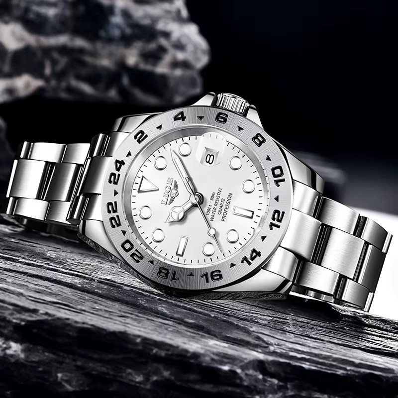 Lige Armbanduhr Edelstahl, Datum, Silber, Herren - Bild 3