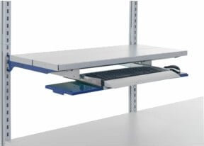 Rocholz Ablageboden mit Tastaturauszug SYSTEM FLEX Breite: 80 cm, Farben: Weiß und Blau - Bild 1