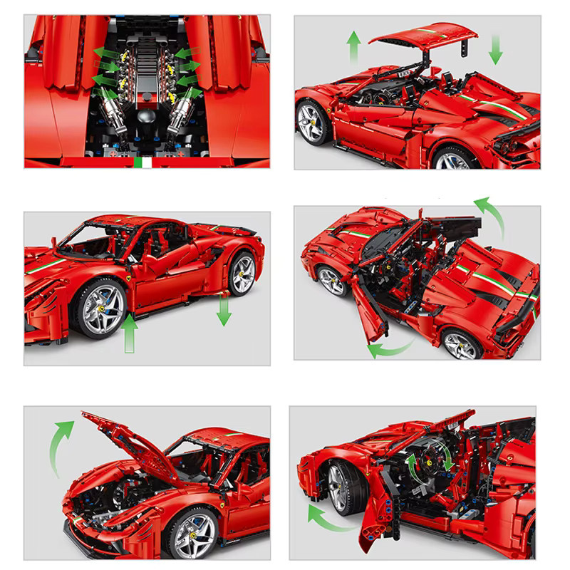 Barweer MOC F8 Klassisches Rotes Supercar Bausteine Set mit 3781 Teilen als Technisches Montage Sport Auto Racing Modell für Sammler - Bild 3