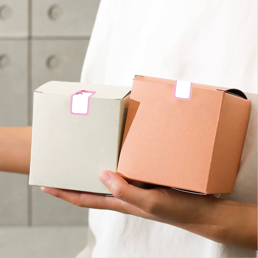 200 rosa Schleifen-Aufkleber mit leeren Spitzen und schwarzem löschbarem Stift für Kunsthandwerk und Scrapbook, B/H: 2,5 x 4 cm - Bild 3