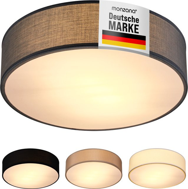 MONZANA Deckenlampe aus grauem Leinenstoff mit Durchmesser: 30 cm - Bild 1