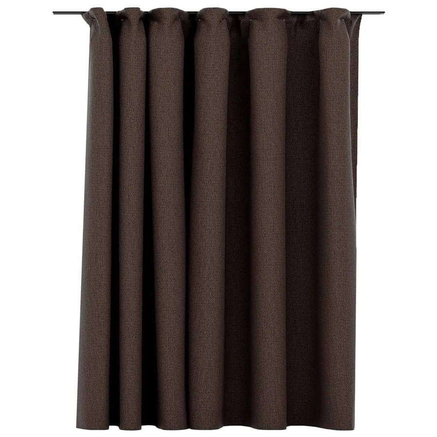 vidaXL Verdunkelungsvorhang in Leinenoptik mit Haken, Farbe: Beige/Braun, Breite: 290 cm, Höhe: 245 cm - Bild 2