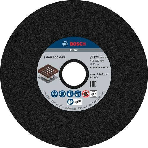 Bosch Schleifscheibe für Geradschleifer Durchmesser: 125 mm, Breite: 20 mm, Körnung: 24, Farbe: Schwarz - Bild 1