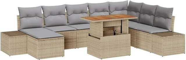 vidaXL Garten-Sofa-Set aus Poly-Rattan in Beige mit 9 Teilen und integriertem Stauraum - Bild 1