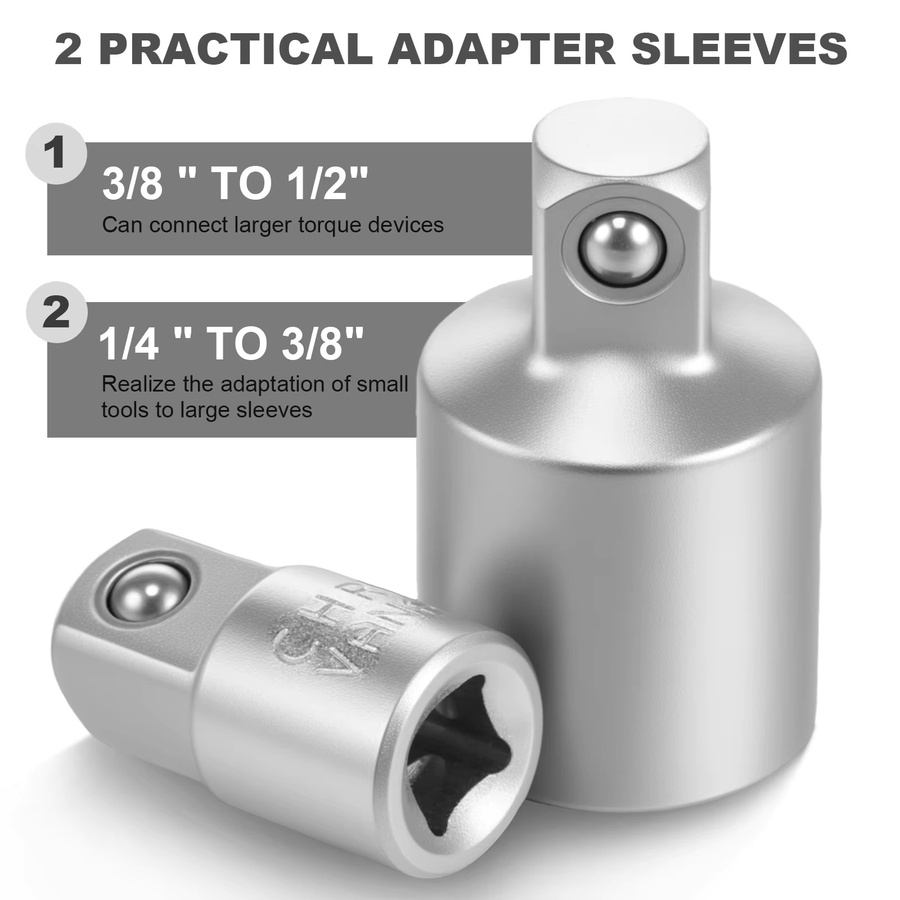 Hands DIY Schlagschrauber Steckschlüsselsatz 3/8 Zoll aus Chrom-Vanadium in Silber - Bild 1