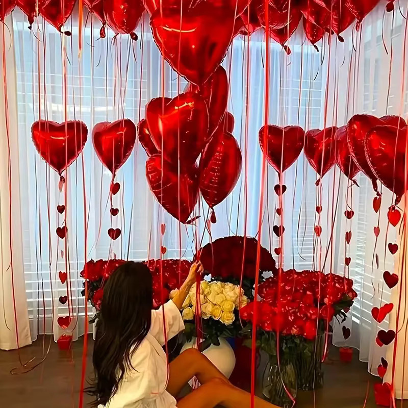 LQVYI Happy Anniversary Folienballons Set in Rot mit Herz-Motiv für Hochzeiten, Brautpartys und den Valentinstag - Bild 3