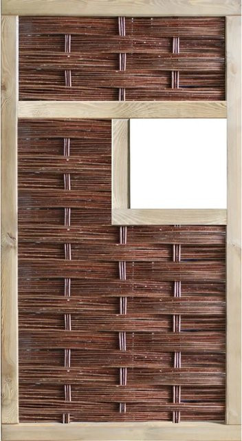 T & J Weidengeflechtzaun Labo-3D mit mittigem Fenster, braun, B: 94 cm, H: 180 cm - Bild 1