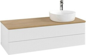 V&B Waschtischunterschrank Antao mit Frontstruktur in Weiß und Eiche, B/T/H: 120 x 50 x 50 cm - Bild 1