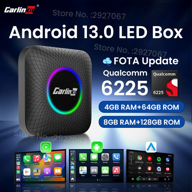 CarlinKit CarPlay Ai Box Android 13 SM6225 8 Kerne 8G+128G Schwarz mit Netflix Smart TV Funktion und Wireless CarPlay Android Auto Unterstützung via TF-Karte bis 512 GB - Bild 1
