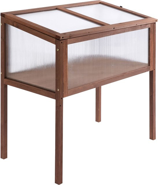 Outsunny Hochbeet Frühbeet Pflanzkasten aus Tannenholz und PC-Platte in Braun, B/T/H: 90 x 50 x 93 cm - Bild 1