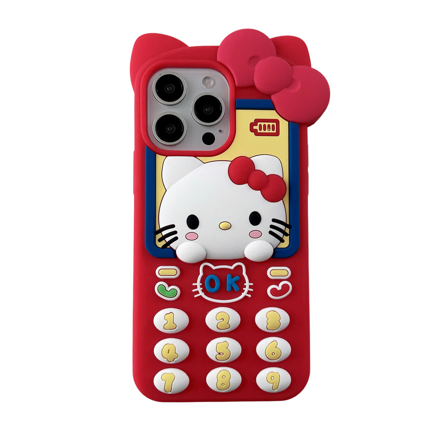 Hello Kitty Handyhülle für Apple iPhone 17 16 15 14 13 Pro Max Plus in Rot mit Anime Silikon-Rückseite und Schlaufe - Bild 4