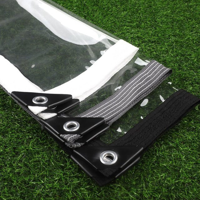 Tewango Transparente PVC-Plane für den Balkon, Wind- und Wasserdicht, Transparent/Schwarz - Bild 1