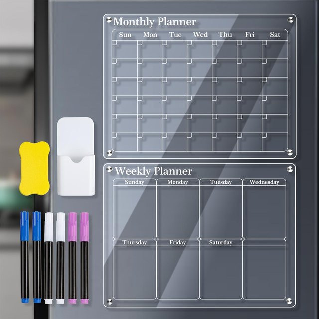 TOMTOP JMS Magnetische Plan Tafel aus transparentem Acryl für Monats- und Wochenplanung, B: 40 cm, H: 30 cm - Bild 1