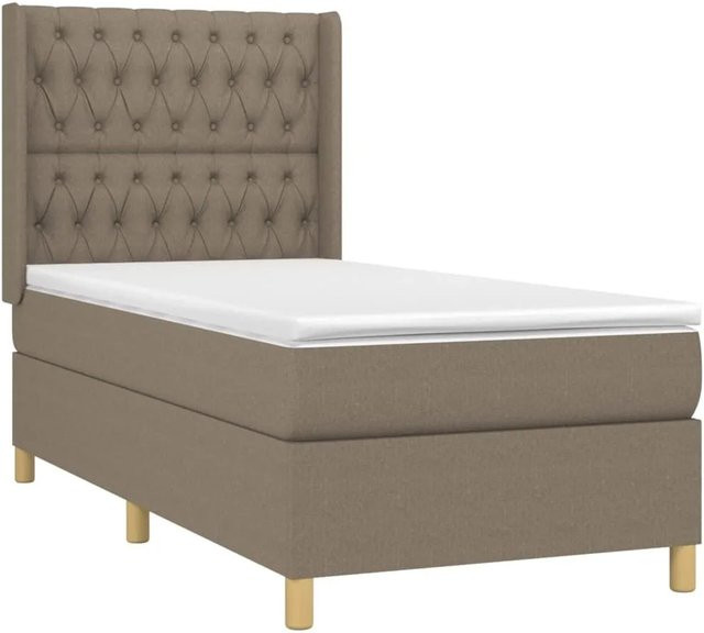 vidaXL Boxspringbett mit Matratze und LED in Beige, Hybrid-Bett mit USB-Ladeport und Taschenfederkern, B/T: 90 x 200 cm - Bild 1