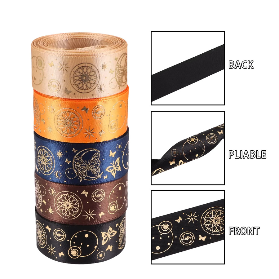 OEMOO Schmetterlingsband aus Textil, 5 Yards, Farben: Schwarz, Beige, Braun und Multicolour, zum Verpacken von Geschenken und Blumensträußen - Bild 6