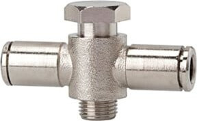 Riegler T-Steckverschraubung metallica, drehbar, Messing, Farbe: Silber, G 1/4 a., Schlauch-Ø 6 mm - Bild 1