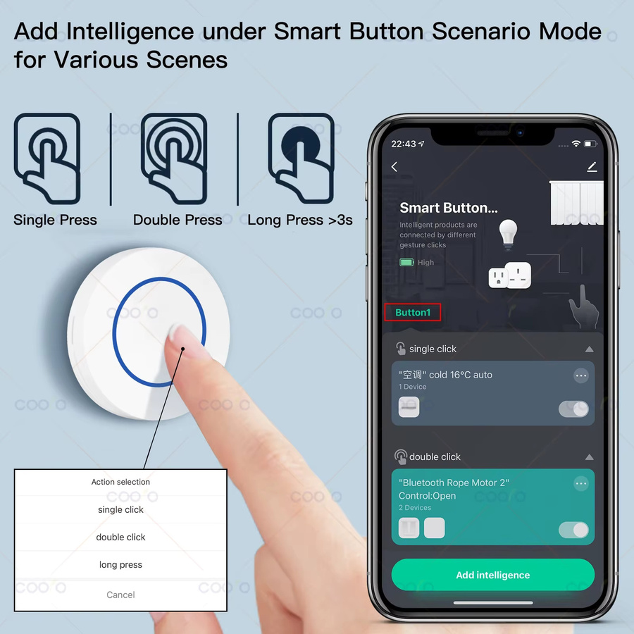 Tuya ZigBee Smart Scene Switch Controller Weiß – Batteriebetriebener Wireless Push Button für deine Smart Home Automatisierung - Bild 3