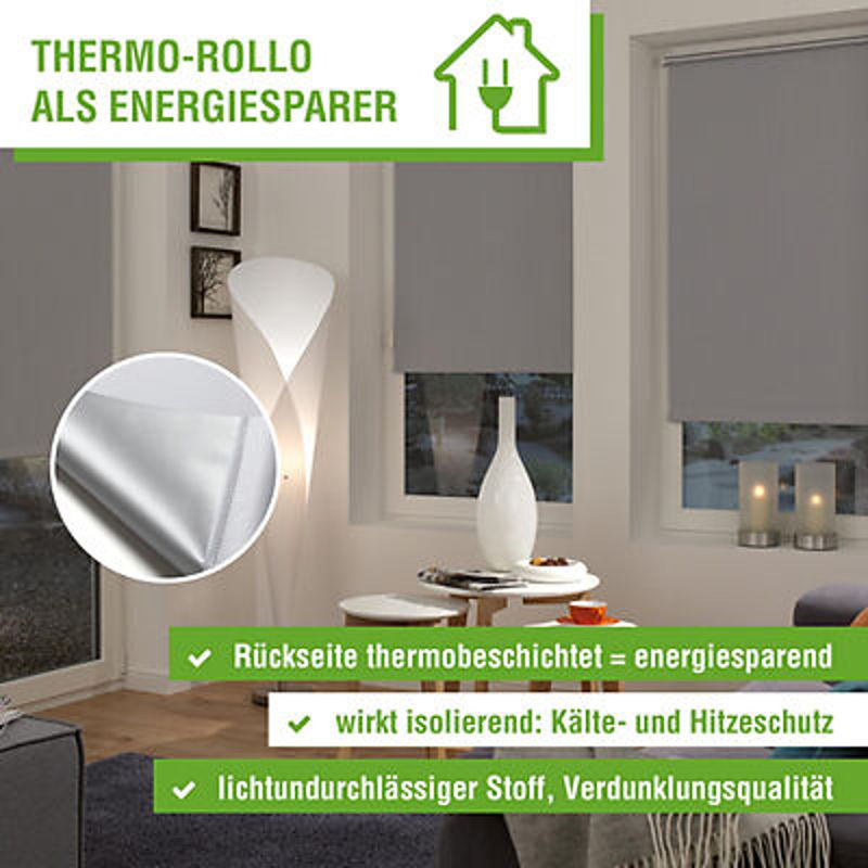 Boviva Thermo Klebe- und Klemmrollo in Verdunklungsqualität, Farbe Silber, B: 45 cm, H: 150 cm - Bild 2