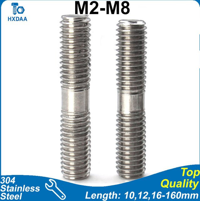 XIAOCHAO Doppelgewindestift aus 304 Edelstahl in Silber, Vollgewinde Gewindestange A2-70 - Bild 1