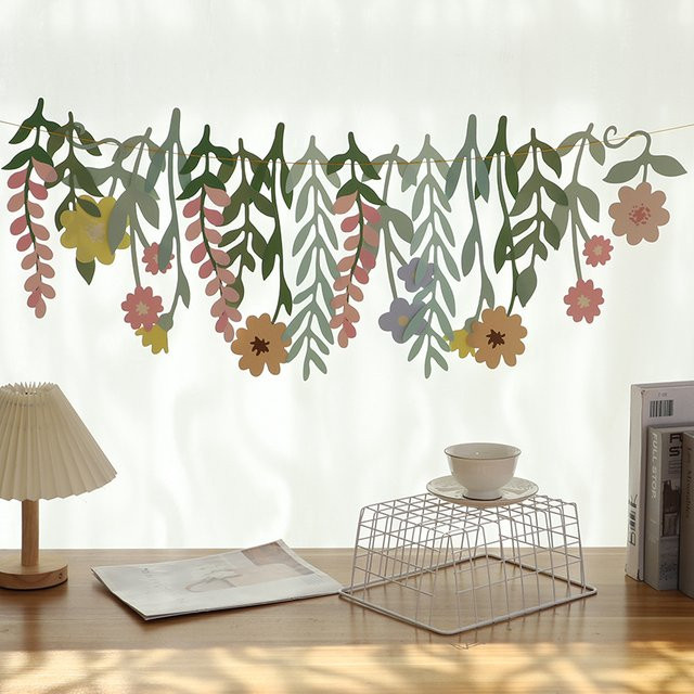 ZQCXLD Papiergirlande Wildblumen und Blätter im Boho-Chic Stil, doppelseitig, ideale Dekoration für Geburtstag oder Babyparty - Bild 1