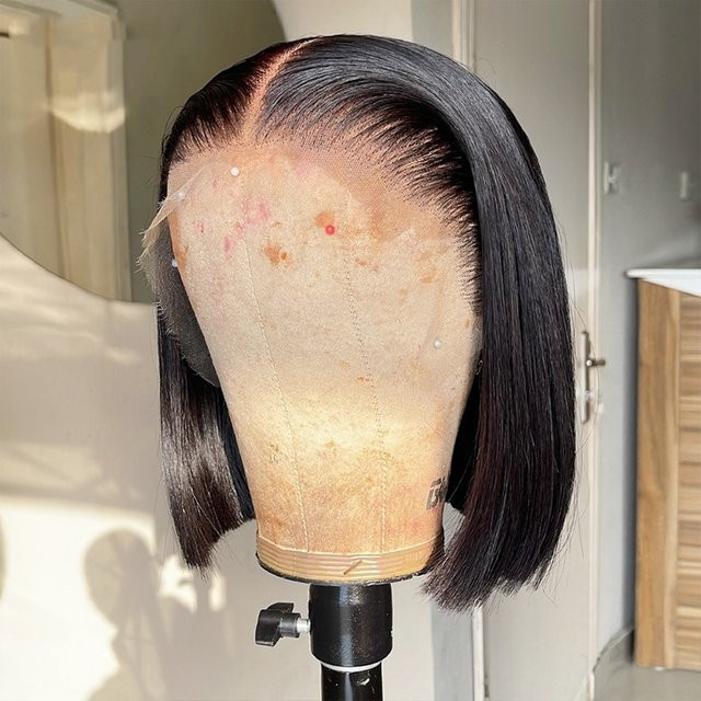 Happy Monday Bob-Echthaar Perücke, kurze Spitze-Frontal-Bob-Perücke, 30,5 cm - Bild 1