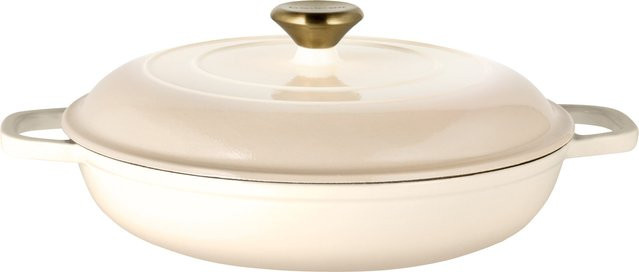 SILVERCREST® Premium-Gusseisenservierpfanne aus emailliertem Gusseisen, Beige, Durchmesser: 30 cm - Bild 1