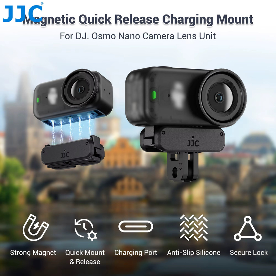 JJC Magnetischer Schnellwechsel-Ladeadapter für DJI Osmo Nano, Faltbare Basis, Schwarz - Bild 3