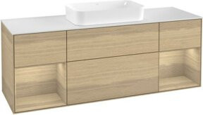 V&B Waschtischunterschrank Finion mit Wandbeleuchtung, Farbe Weiß und Eiche, Breite: 160 cm - Bild 1
