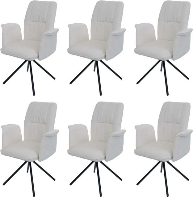 6er-Set MCW Esszimmerstuhl N99 mit Armlehnen in Beige, drehbar mit Auto-Return Funktion, Chenille Stoff, Öko-Tex zertifiziert - Bild 2
