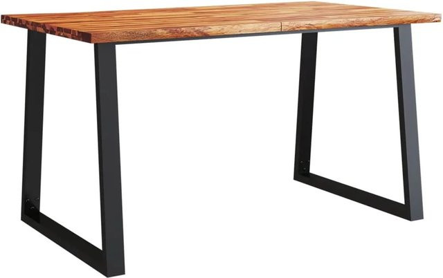 vidaXL Esstisch aus Akazien-Massivholz mit Baumkante in Braun, B/T/H: 140 x 80 x 75 cm - Bild 1