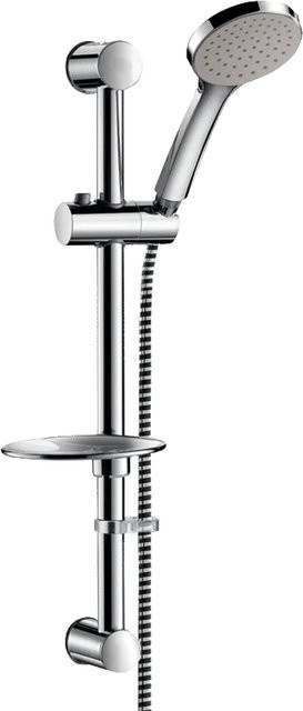 Delabie Brausegarnitur Monostrahl mit Brausestange Ø25 mm aus Edelstahl in Chrom/Silber mit höhenverstellbarer Brausestange und Seifenschale - Bild 1