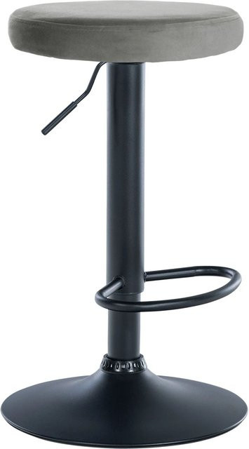 DELUKE Barhocker KAZON höhenverstellbarer Barstuhl aus Samt in Grau und Schwarz, B/T/H: 38,5 x 38,5 x 60 cm - Bild 1