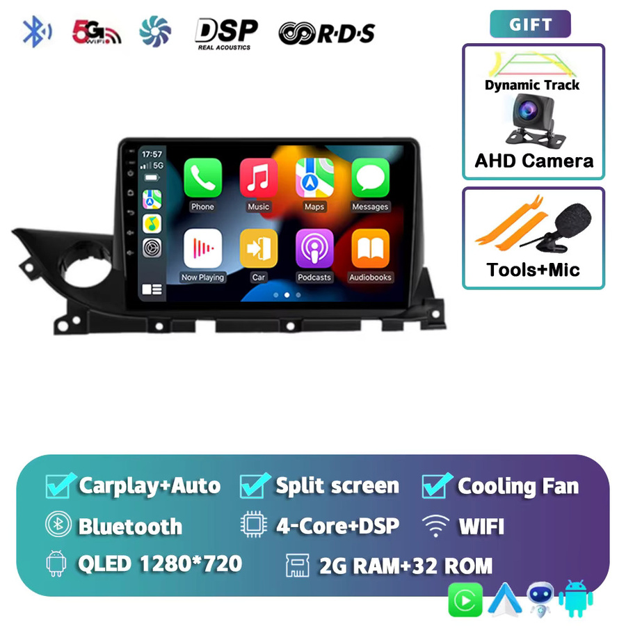 AIXNAVIS Android 16 Autoradio mit 2K Bildschirm und Carplay für Mazda 6 III 3 GJ GL 2018 - 2021, 16GB/512GB, Schwarz - Bild 4
