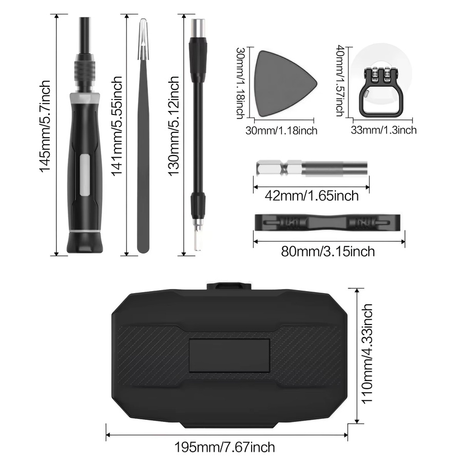 Professionelles 152-in-1 Laptop-Schraubendreher-Set in Schwarz für Computer-Reparaturen mit Torx T5 und T6 Präzisions-Werkzeugsatz - Bild 3