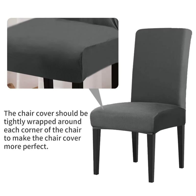 6er Set elastische Stuhlhusse aus Spandex in Grau für Esszimmer und Hochzeiten - Bild 4