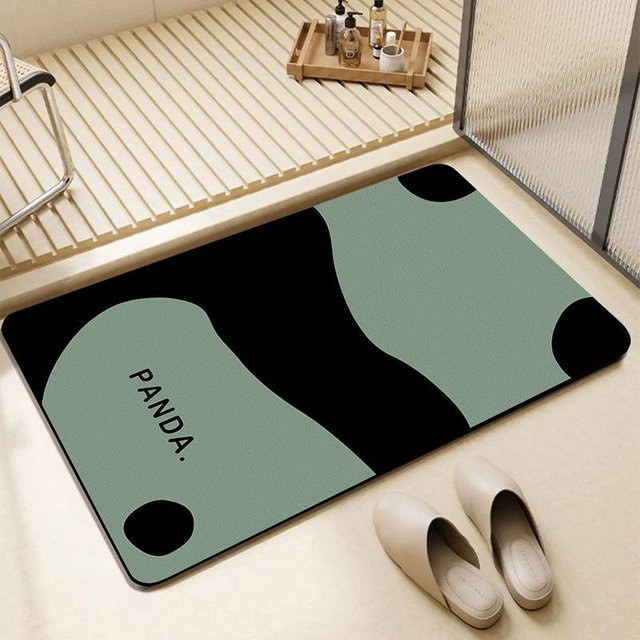 Yiran Furniture Panda Badezimmerbodenmatte aus Diatomeenerde, rutschfest und schnelltrocknend, B/T: 60 x 40 cm - Bild 1