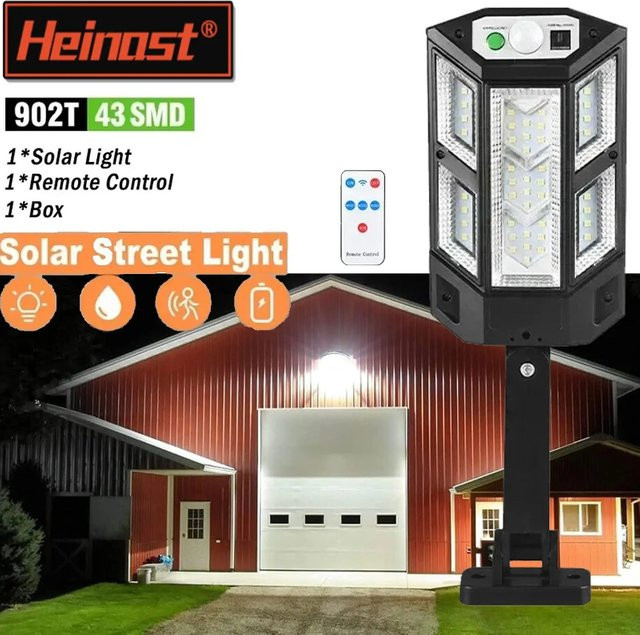 Schwarze Solar-LED-Laterne mit Bewegungsmelder und IP65 Wasserdichtigkeit für den Außenbereich, Cool White - Bild 1