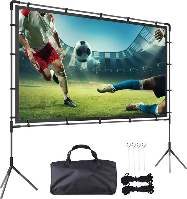 Aimo Outdoor-Projektorleinwand 120 Zoll im 16:9 Format mit Ständer und Erdnägeln, Weiß, 160 Grad Betrachtungswinkel - Bild 1