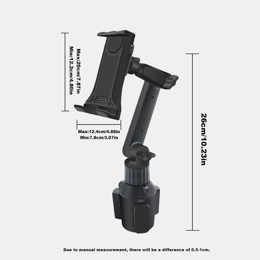 Universal 360 Grad Auto-Becherhalter mit Tablet- und Smartphone-Halterung aus ABS-Material in Schwarz - Bild 3