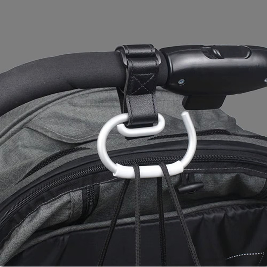 Universeller Kinderwagenhaken aus Aluminiumlegierung und Leder in Schwarz - Bild 3