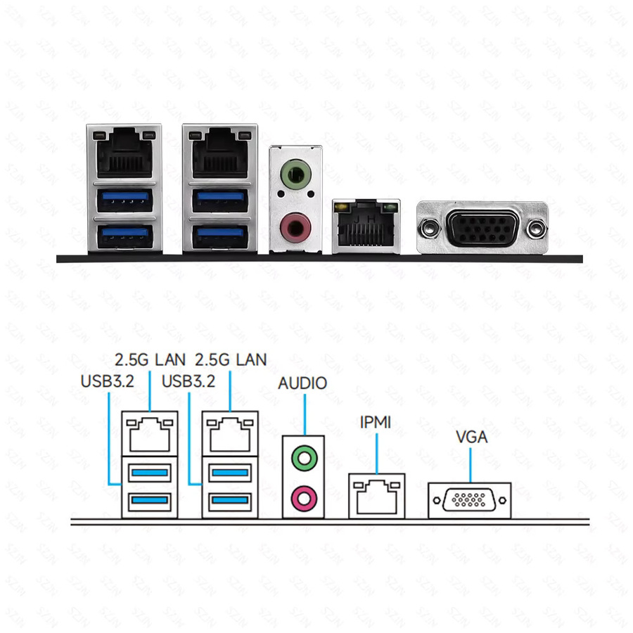 HUANANZHI H12D 16D Server-Motherboard mit IPMI-Unterstützung für AMD EPYC 7002 und 7003 Serie, 16 Speichersteckplätze und Dual 2.5G Netzwerk, Schwarz - Bild 2